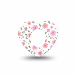 ExpressionMed Pastel Flower Dexcom G7 Heart Shape Tape, Dexcom Stelo Glucose Biosensor System, Single Tape Soft Petals, Adhesive Tape CGM Design