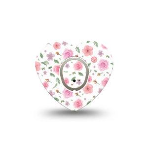 ExpressionMed Pastel Flower Dexcom G7 Heart Shape Tape, Dexcom Stelo Glucose Biosensor System, Single Tape and Single Sticker Delicate Florals, Adhesive Tape CGM Design