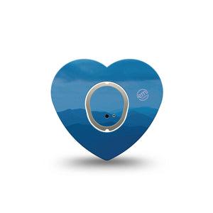 ExpressionMed Watercolor Skies Dexcom G7 Heart Shape Tape, Dexcom Stelo Glucose Biosensor System, Single Tape and Single Sticker Sunset Hues, Adhesive Tape CGM Design