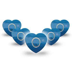 ExpressionMed Watercolor Skies Dexcom G7 Heart Shape Tape, Dexcom Stelo Glucose Biosensor System, 5-Pack Tape and 5-Pack Sticker Serene Clouds, Adhesive Tape CGM Design