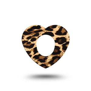 ExpressionMed Leopard Print Heart Dexcom G7 Tape, Single, Animal Spots Inspired, CGM Overlay Patch Design, Dexcom Stelo Glucose Biosensor System