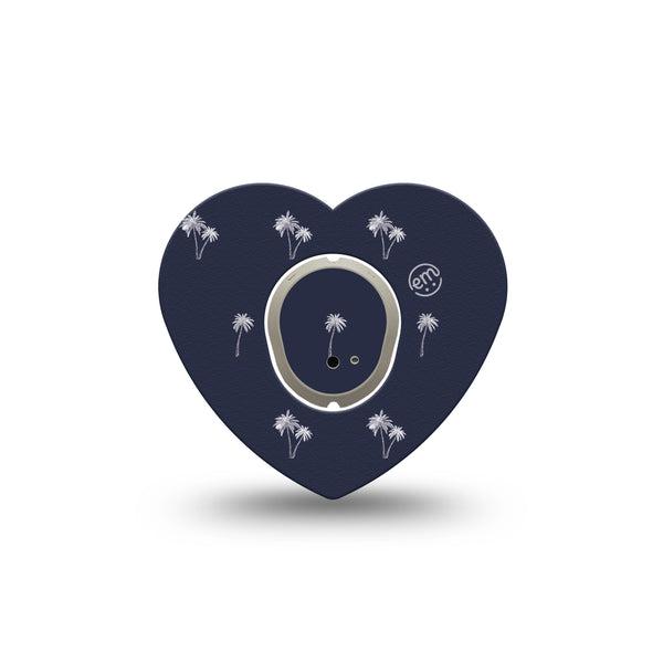 ExpressionMed Palm Trees Dexcom G7 Heart Shape Tape, Dexcom Stelo Glucose Biosensor System, Single Tape and Single Sticker Lush Palms, Adhesive Tape CGM Design