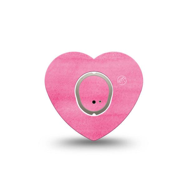ExpressionMed Pink Horizon Heart Dexcom G7 Tape, Single Tape and Single Sticker, Solid Pink Color Themed, CGM Overlay Patch Design, Dexcom Stelo Glucose Biosensor System