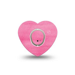 ExpressionMed Pink Horizon Heart Dexcom G7 Tape, Single Tape and Single Sticker, Solid Pink Color Themed, CGM Overlay Patch Design, Dexcom Stelo Glucose Biosensor System