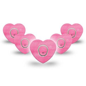 ExpressionMed Pink Horizon Heart Dexcom G7 Tape, 5-Pack Tape and 5-Pack Sticker, Pink Monochromatic Themed, CGM Plaster Patch Design, Dexcom Stelo Glucose Biosensor System