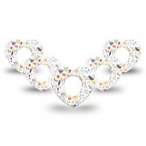 ExpressionMed Springy Stems Dexcom G7 Heart Shape Tape, Dexcom Stelo Glucose Biosensor SyStems, 5-Pack Tape Blooming Flowers, Adhesive Tape CGM Design