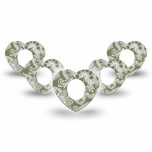 ExpressionMed Olive Henna Dexcom G7 Heart Shape Tape, Dexcom Stelo Glucose Biosensor System, 5-Pack Tape Rich Undertone, Adhesive Tape CGM Design