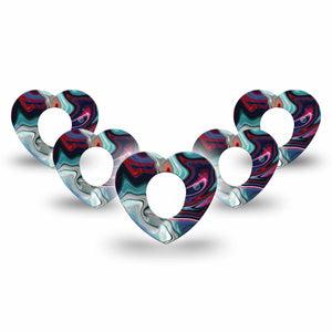 ExpressionMed Moody Marble Dexcom G7 Heart Shape Tape, Dexcom Stelo Glucose Biosensor System, 5-Pack Stylish Marble Overlay Patch CGM Design