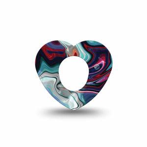 ExpressionMed Moody Marble Dexcom G7 Heart Shape Tape, Dexcom Stelo Glucose Biosensor System, Single Tape Moody Background Overlay Patch CGM Design