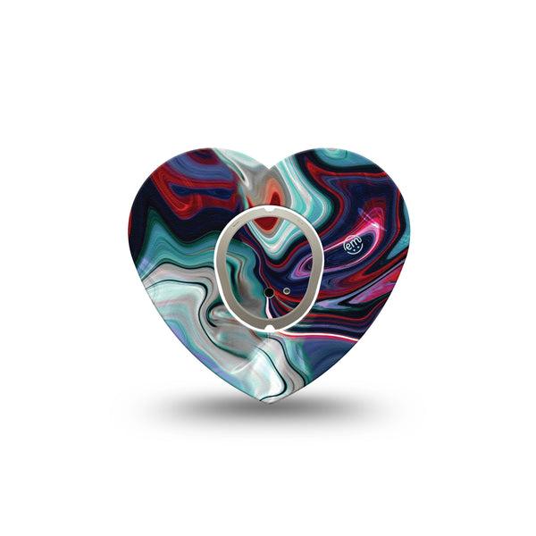 ExpressionMed Moody Marble Dexcom G7 Heart Shape Tape, Dexcom Stelo Glucose Biosensor System, Single Tape Moody Background Overlay Patch CGM Design with center sticker