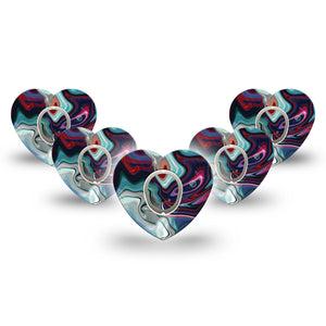 ExpressionMed Moody Marble Dexcom G7 Heart Shape Tape, Dexcom Stelo Glucose Biosensor System, 5-Pack Stylish Marble Overlay Patch CGM Design with center stickers