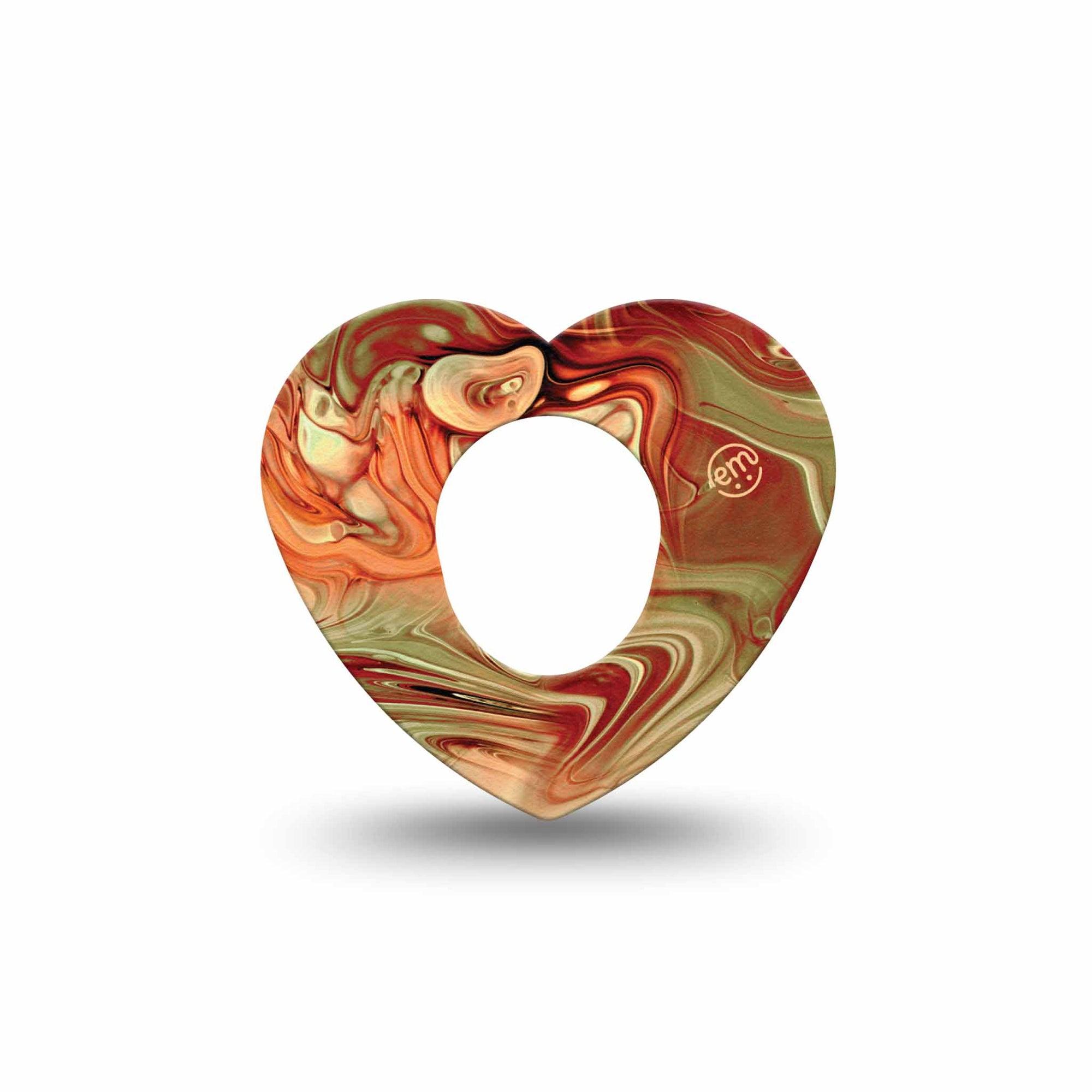 ExpressionMed Rustic Marble Dexcom G7 Heart Shape Tape, Dexcom Stelo Glucose Biosensor System, Single Tape Timeless Design Overlay Patch CGM Design