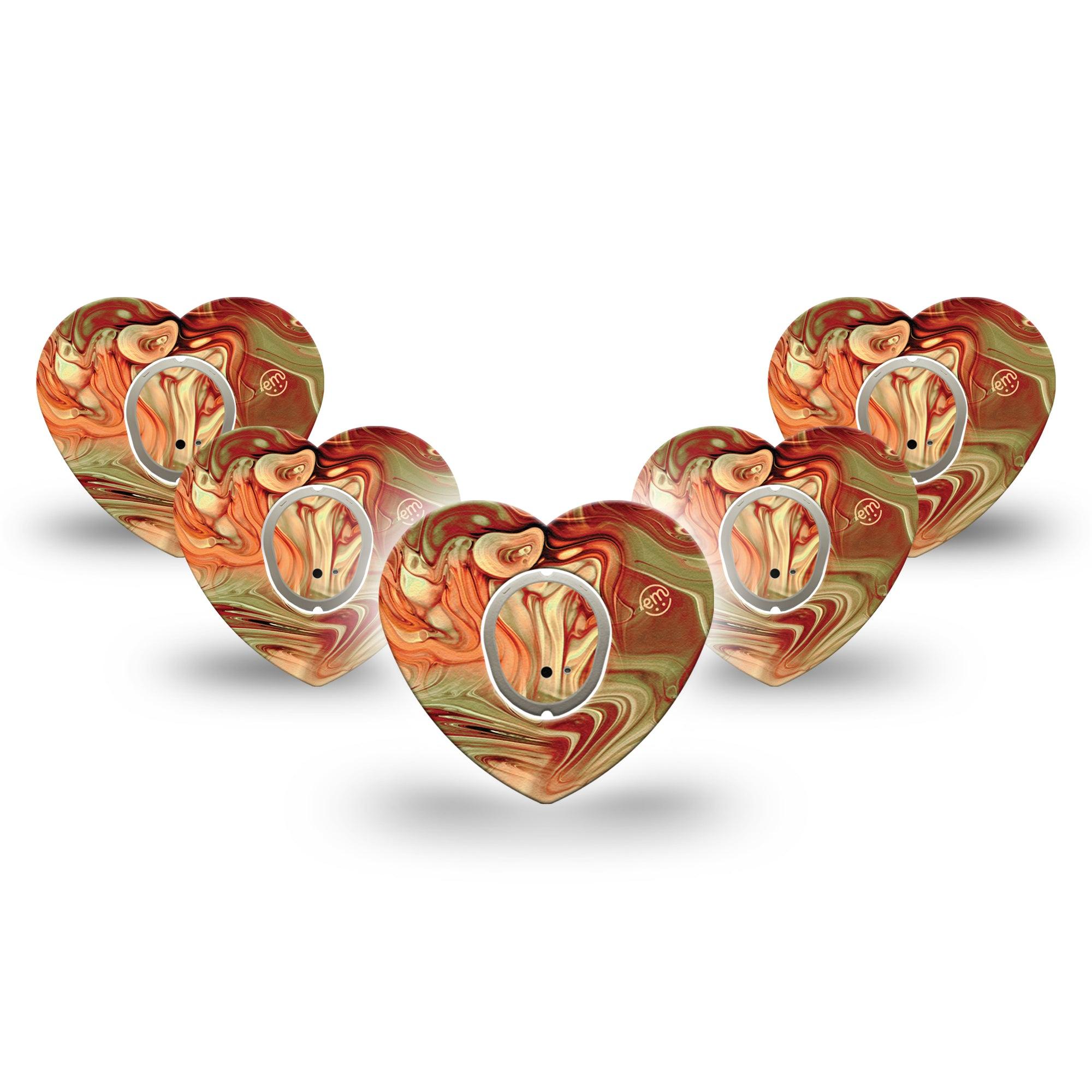 ExpressionMed Rustic Marble Dexcom G7 Heart Shape Tape, Dexcom Stelo Glucose Biosensor System, 5-Pack Old Marble Overlay Patch CGM Design with center sticker