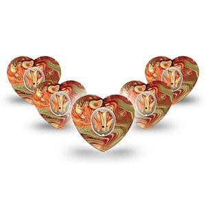 ExpressionMed Rustic Marble Dexcom G7 Heart Shape Tape, Dexcom Stelo Glucose Biosensor System, 5-Pack Old Marble Overlay Patch CGM Design with center sticker