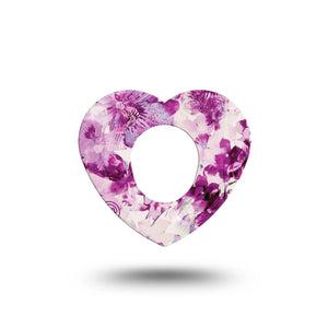 ExpressionMed Violet Orchids Heart Dexcom G7 Tape, Single, Floral Ornaments Inspired, CGM Plaste Patch Design