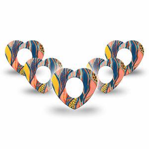 ExpressionMed Twisted Seaweed Heart Dexcom G7 Tape, 5-Pack, Sea Algae Themed, Heart Shaped CGM Adhesive Patch Design, Dexcom Stelo Glucose Biosensor System