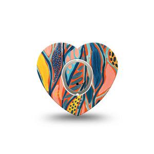 ExpressionMed Twisted Seaweed Heart Dexcom G7 Tape, Single, Wild Seaweed Themed, Heart Shaped CGM Overlay Patch Design, Dexcom Stelo Glucose Biosensor System with center sticker