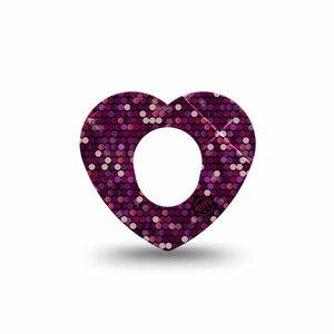 ExpressionMed Pink Sequins Dexcom G7 Heart Shape Tape, Dexcom Stelo Glucose Biosensor System, Single Tape Glam Sequins, Overlay Patch CGM Design