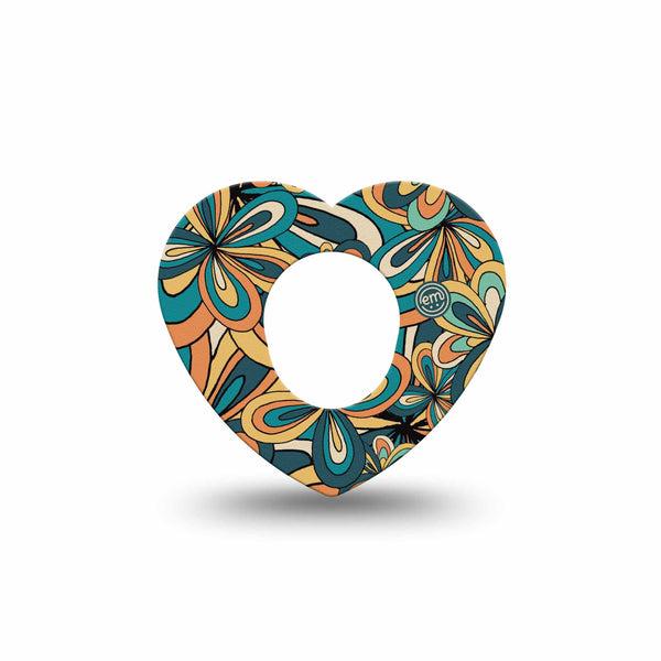 ExpressionMed 70s Vintage Dexcom G7 Heart Shape Tape, Dexcom Stelo Glucose Biosensor System, Single Vintage Elegance Overlay Patch CGM Design