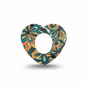 ExpressionMed 70s Vintage Dexcom G7 Heart Shape Tape, Dexcom Stelo Glucose Biosensor System, Single Vintage Elegance Overlay Patch CGM Design