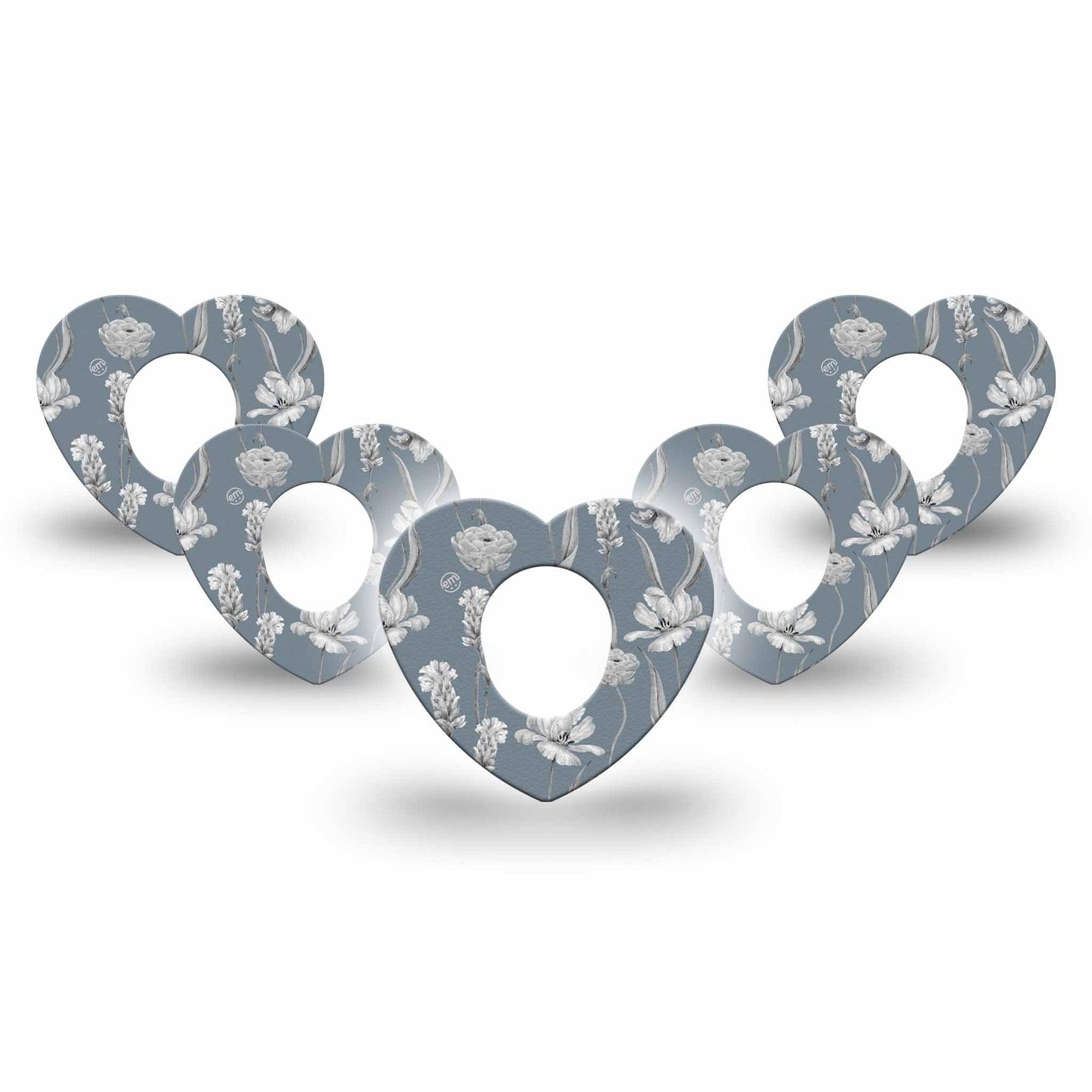 ExpressionMed Muted Petals Dexcom G7 Heart Shape Tape, Dexcom Stelo Glucose Biosensor System, 5-Pack Tape Elegant Petals, Plaster CGM Design