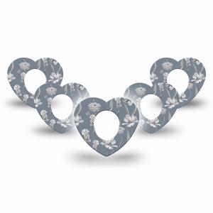 ExpressionMed Muted Petals Dexcom G7 Heart Shape Tape, Dexcom Stelo Glucose Biosensor System, 5-Pack Tape Elegant Petals, Plaster CGM Design