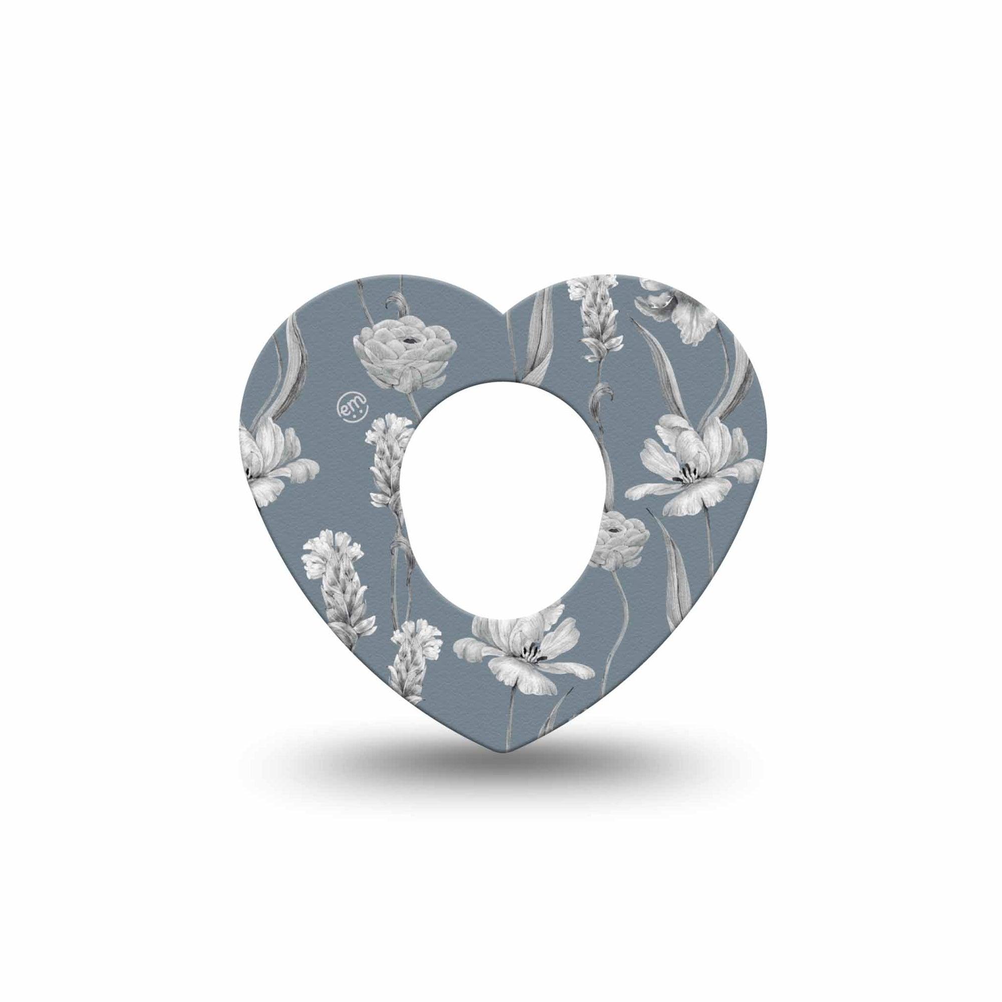 ExpressionMed Muted Petals Dexcom G7 Heart Shape Tape, Dexcom Stelo Glucose Biosensor System, Single Tape Gentle Flowers, Adhesive Tape CGM Design