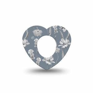 ExpressionMed Muted Petals Dexcom G7 Heart Shape Tape, Dexcom Stelo Glucose Biosensor System, Single Tape Gentle Flowers, Adhesive Tape CGM Design