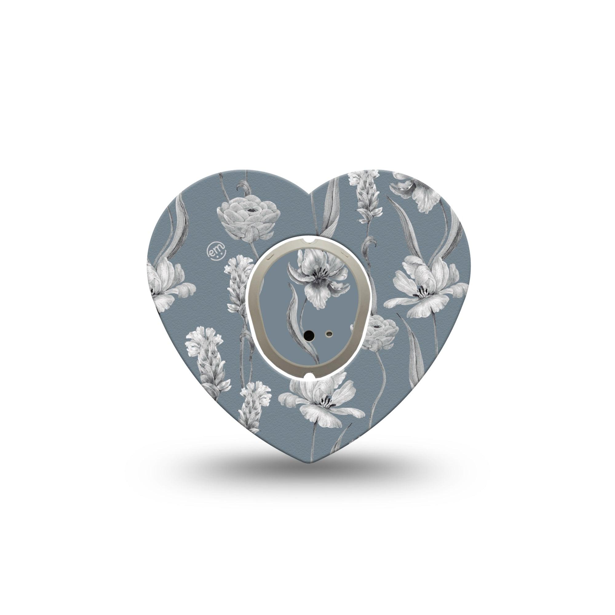 ExpressionMed Muted Petals Dexcom G7 Heart Shape Tape, Dexcom Stelo Glucose Biosensor System, Single Tape and Single Sticker Elegant Petals, Plaster CGM Design