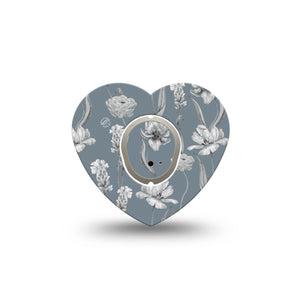 ExpressionMed Muted Petals Dexcom G7 Heart Shape Tape, Dexcom Stelo Glucose Biosensor System, Single Tape and Single Sticker Elegant Petals, Plaster CGM Design