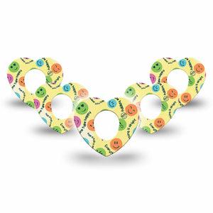 ExpressionMed Smiley Dexcom G7 Heart Shape Tape, Dexcom Stelo Glucose Biosensor System, 5-Pack Joyous Emoticon Overlay Patch CGM Design