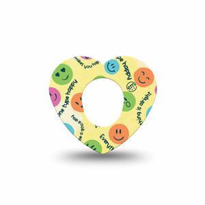 ExpressionMed Smiley Dexcom G7 Heart Shape Tape, Dexcom Stelo Glucose Biosensor System, Single Tape Smiling Character Overlay Patch CGM Design