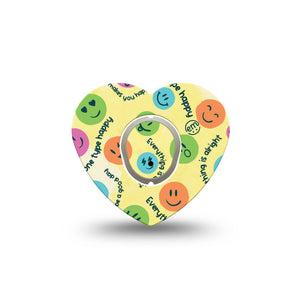 ExpressionMed Smiley Dexcom G7 Heart Shape Tape, Dexcom Stelo Glucose Biosensor System, Single Tape Smiling Character Overlay Patch CGM Design with center sticker