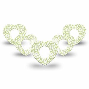 ExpressionMed Sage Greens Dexcom G7 Heart Shape Tape, Dexcom Stelo Glucose Biosensor System, 5-Pack Tape Subdued Sage, Overlay Patch CGM Design