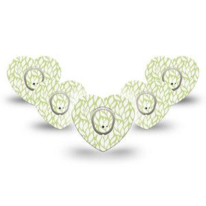 ExpressionMed Sage Greens Dexcom G7 Heart Shape Tape, Dexcom Stelo Glucose Biosensor System, 5-Pack Tape and 5-Pack Sticker Subdued Sage, Overlay Patch CGM Design