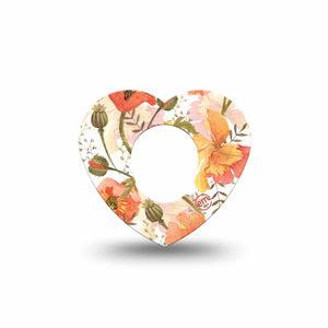 ExpressionMed Peachy Blooms Heart Dexcom G7 Tape, Single, Blooming Florals Inspired, CGM Overlay Patch Design, Dexcom Stelo Glucose Biosensor System