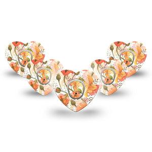 ExpressionMed Peachy Blooms Heart Dexcom G7 Tape, 5-Pack Sticker and Tape, Floral Ornamentals Themed, CGM Adhesive Patch Design, Dexcom Stelo Glucose Biosensor System