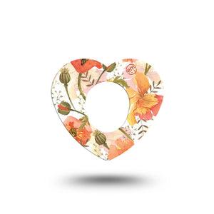 ExpressionMed Peachy Blooms Heart Dexcom G7 Tape, Single, Blooming Florals Inspired, CGM Overlay Patch Design, Dexcom Stelo Glucose Biosensor System