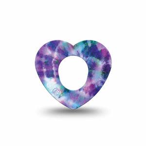 ExpressionMed Purple Tie Dye Heart Dexcom G7 Tape, Single, Tie Dye Patterns Themed, CGM Overlay Patch Design, Dexcom Stelo Glucose Biosensor System