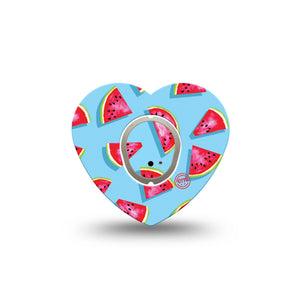 ExpressionMed Watermelon Slices Dexcom G7 Heart Shape Tape, Dexcom Stelo Glucose Biosensor System, Single Tape Springtime Bouquet Overlay Patch CGM Design with center sticker