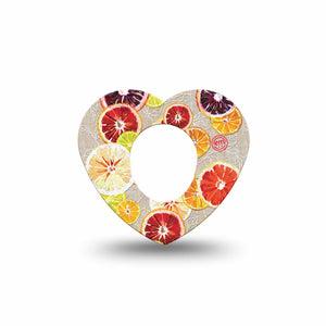 ExpressionMed Citrus Slices Heart Dexcom G7 Tape, Single, Dried Unsweetened Fruits Themed, CGM Overlay Patch Design, Dexcom Stelo Glucose Biosensor System