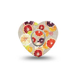ExpressionMed Citrus Slices Heart Dexcom G7 Tape, Single Tape and Sticker, Dried Unsweetened Fruits Themed, CGM Overlay Patch Design, Dexcom Stelo Glucose Biosensor System