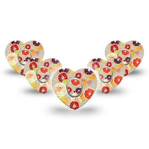ExpressionMed Citrus Slices Heart Dexcom G7 Tape, 5-Pack Tape and 5-Pack Sticker, Sharp-Tasting Fruits Themed, CGM Plaster Patch Design, Dexcom Stelo Glucose Biosensor System