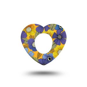 ExpressionMed Charming Blooms Heart Dexcom G7 Tape, Single, Mesmerizing Florals Themed, CGM Overlay Patch Design