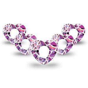 ExpressionMed Purple Pebbles Dexcom G7 Heart Shape Tape, Dexcom Stelo Glucose Biosensor System, 5-Pack Tape Soft Pebbles, Overlay Patch CGM Design