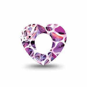ExpressionMed Purple Pebbles Dexcom G7 Heart Shape Tape, Dexcom Stelo Glucose Biosensor System, Single Tape Violet Rocks, Overlay Patch CGM Design