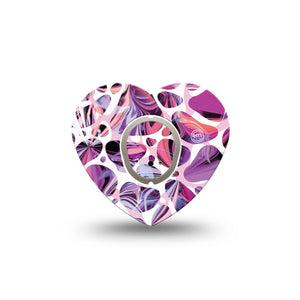 ExpressionMed Purple Pebbles Dexcom G7 Heart Shape Tape, Dexcom Stelo Glucose Biosensor System, Single Tape and Single Sticker Soft Pebbles, Overlay Patch CGM Design