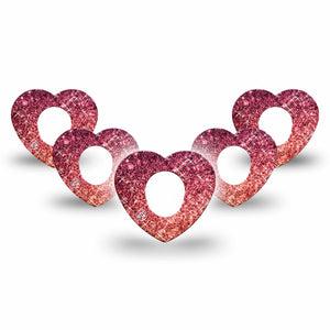 ExpressionMed Glittering Fall Ombre Dexcom G7 Heart Shape Tape, Dexcom Stelo Glucose Biosensor System, 5-Pack Tape Radiant Gradient, Overlay Patch CGM Design