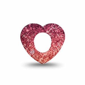ExpressionMed Glittering Fall Ombre Dexcom G7 Heart Shape Tape, Dexcom Stelo Glucose Biosensor System, Single Tape Radiant Gradient, Overlay Patch CGM Design
