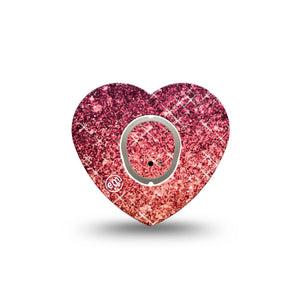 ExpressionMed Glittering Fall Ombre Dexcom G7 Heart Shape Tape, Dexcom Stelo Glucose Biosensor System, Single Tape and Single Sticker Golden Ombre, Overlay Patch CGM Design